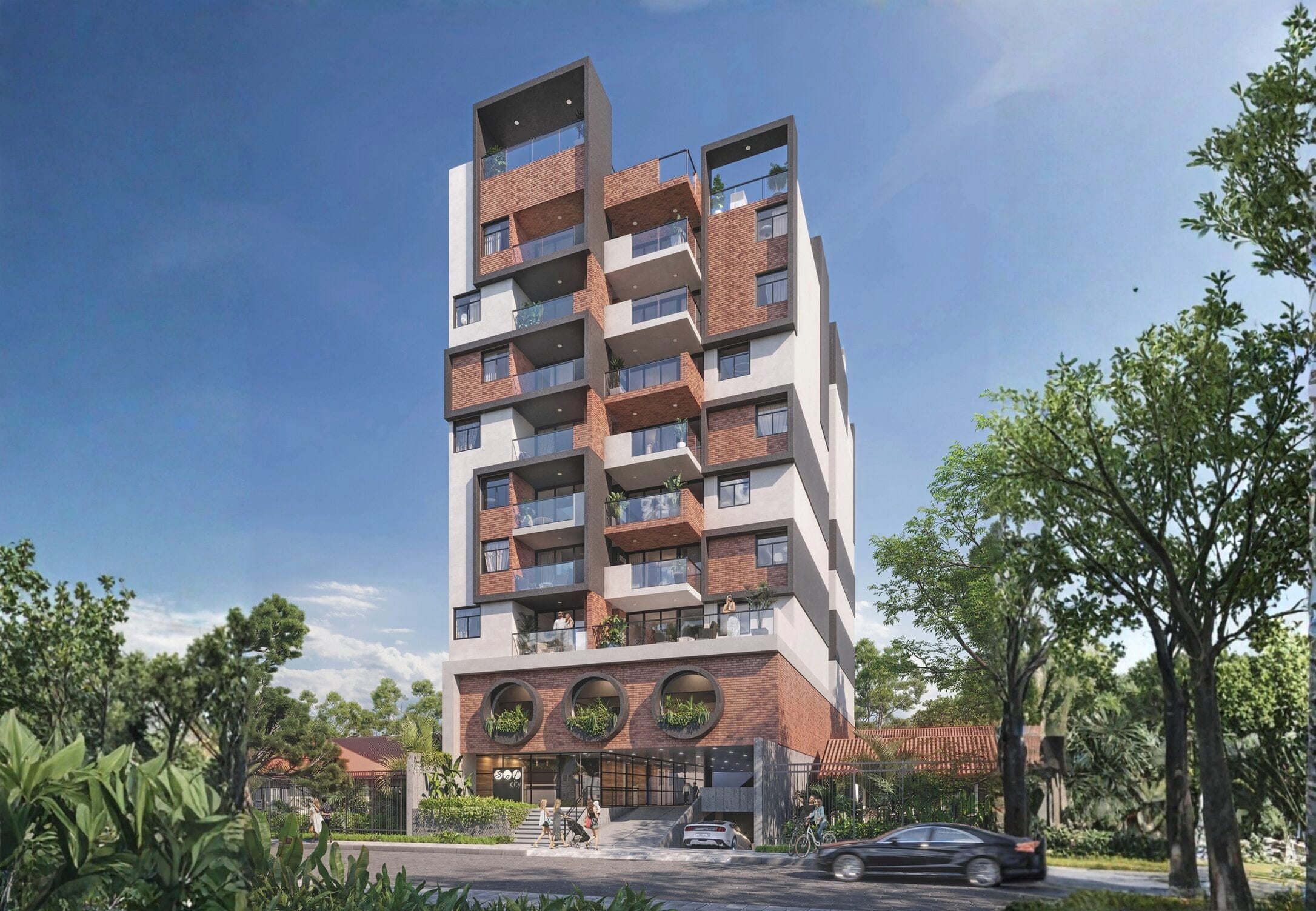Render de la fachada del edificio Sol City
