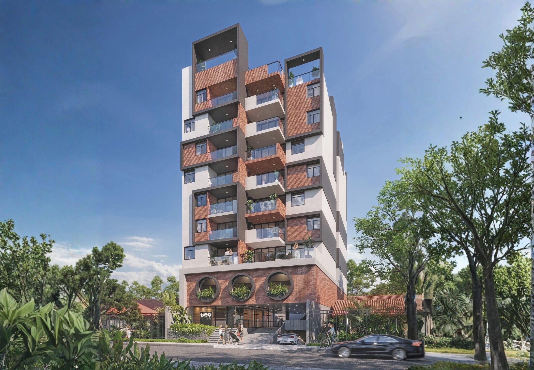 Render de la fachada del edificio Sol City